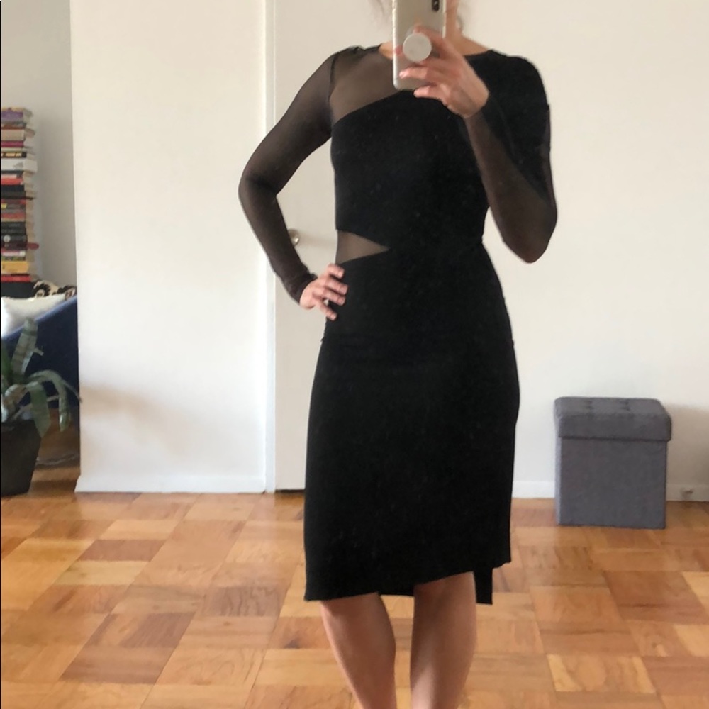MAX AZRIA Black Mesh Dress, size 0